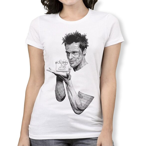 トップス Fight club Brad Pitt s/s print tee black Tyler Durden Shirt - Etsy