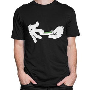 Camiseta engraçada Mickey Mouse Rolling the Joint, masculina e feminina, todos os tamanhos (mw-253)