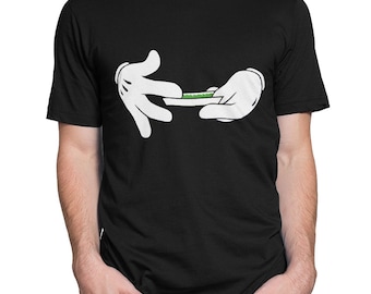Mickey Mouse Rolling the Joint Funny T-Shirt, Men's Women's All Sizes (mw-253)
