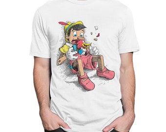 Pinocchio and Woody Woodpecker Funny T-Shirt, Men's Women's All Sizes (mw-368)