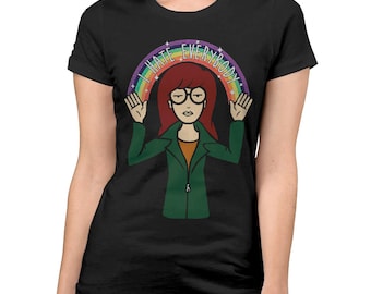 Daria Jag hatar alla T-shirt, Daria Morgendorffer T-shirt, Herr Dam Alla storlekar (mw-198)