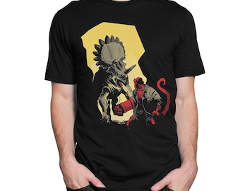 Camiseta Hellboy vs Dinosaurio, para hombre y mujer, todas las tallas (mw-220)