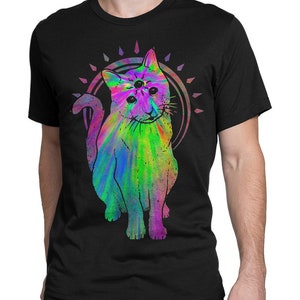 Three Eyed Cat Psychedelic T-Shirt, Men&#39;s Women&#39;s All Sizes (mw-260)