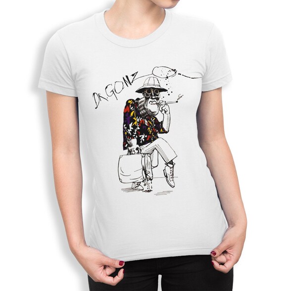 Women's T-Shirts [Out of Print] Hunter S. Thompson / Fear and Loathing in Las Vegas Tee (White) (Womens) Hunter Thompson Fear Loathing Las Vegas T Shirt Meme Gift