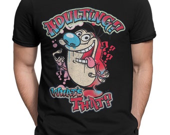 Maglietta Ren and Stimpy Adulting What's That, taglie da uomo a donna (mw-307)