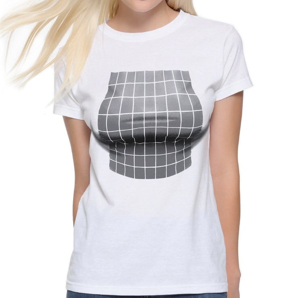 Big Boobs Optical Illusion White T-Shirt, Men's Women's All Sizes (mw-394)