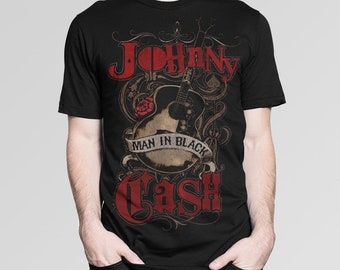 Johnny Cash The Man in Black Vintage T-Shirt, Men's Women's All Sizes (mw-149)