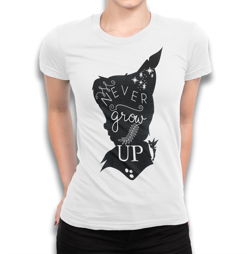 Thedifferent T-Shirt Donna Fashion Mai Crescere - Never Grow Up Peter Pan Bianco 116425747