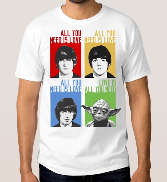 The Beatles and Yoda Love is All You Need T-shirt, 100