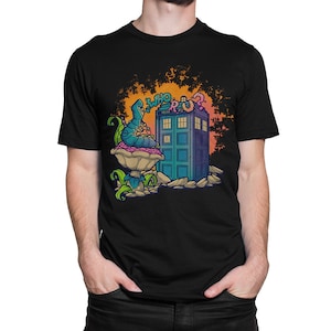 Maglietta Police Box and Caterpillar, maglietta Alice nel paese delle meraviglie, uomo donna tutte le taglie (mw-147)