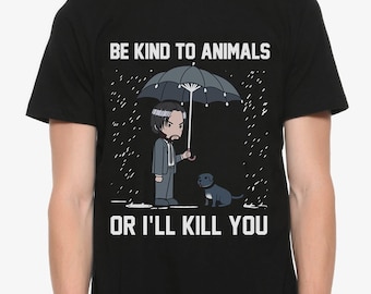 Keanu Reeves Be Kind To Animals Or I'll Kill You T-Shirt (mw-395)