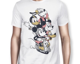 Camiseta de Mickey Mouse con sus amigos, para hombre y mujer, todas las tallas (mw-199)