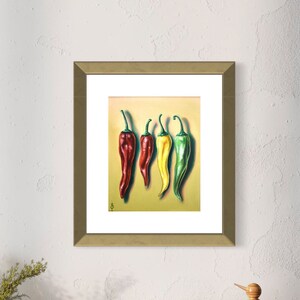 Modern Minimalist Abstract Oil Painting Hot Chili Peppers Painting 8 x 10 in  Red Chili Food Canvas Pop Art Kitchen Home Decor Dining Room