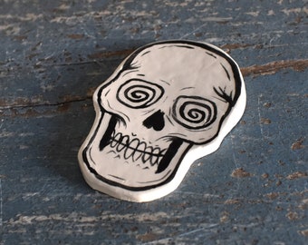 Groovy Ceramic Skull Magnet Handmade Gifts Home Decor Groovy Decor