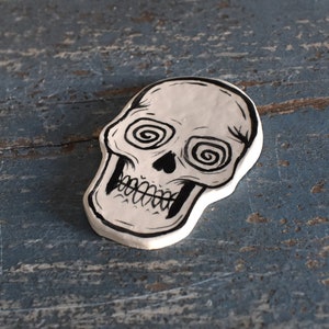 Groovy Ceramic Skull Magnet Handmade Gifts Home Decor Groovy Decor image 1