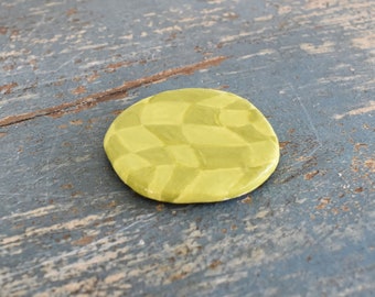 Ceramic Green Checkered Magnet Home Decor Handmade Gifts Clay Magnet Checkerboard Design Groovy Decor