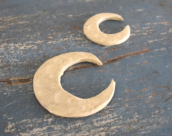 Ceramic Moons Magnet Set of 2 Handmade Home Decor Lunar Decor Gifts Clay Magnets Boho Witch Aesthetic