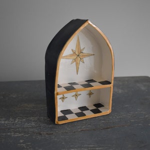 Ceramic 90's Grunge Star Altar Shrine Home Decor Handmade Gifts Checkered Design Boho Alt Decor