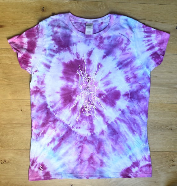 Magenta Tribal Beetle Tie Dye T Shirt 