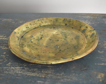 Rustic Ochre Ceramic Plate 8'' Handmade Gift Unique Dinnerware Gift