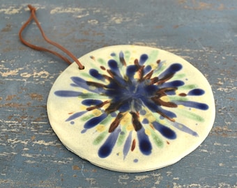 Blue Kaleidoscope Ceramic Wall Hanging