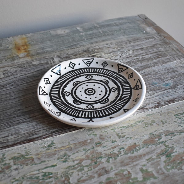Black and White Hand Painted Plate Etsy