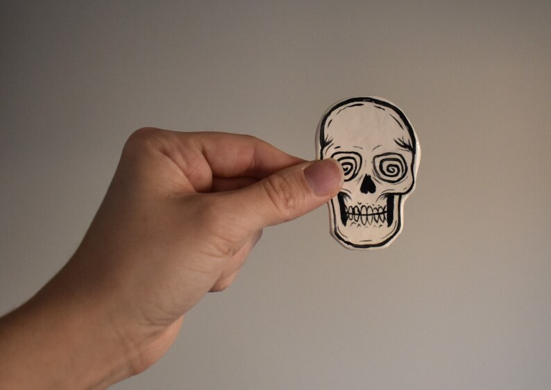 Groovy Ceramic Skull Magnet Handmade Gifts Home Decor Groovy Decor image 6