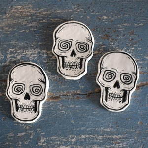 Groovy Ceramic Skull Magnet Handmade Gifts Home Decor Groovy Decor image 3