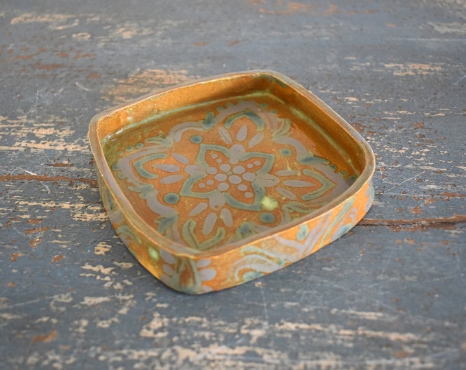 Ceramic Trinket Dish Mandala Design Jewelry Ring Dish Handmade Pottery Gifts