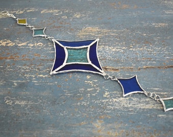 Suncatcher Blue Grunge Star Stained Glass Hanging Decor Gifts Handmade