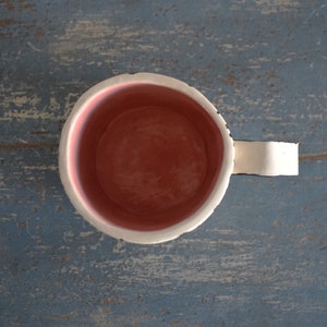 Groovy Ceramic Mug Black and White Stripes Handmade Mug Clay Cup Coffee Drinker Tea Lover Pink Cup Gifts image 6