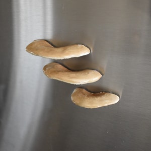 A Set of 3 Tree Mushroom Ceramic Magnets Sandy Beige image 2
