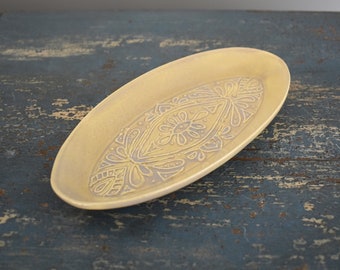 Boho Ceramic Dish Jewelry Trinket Tray Handmade Gift Oriental Design