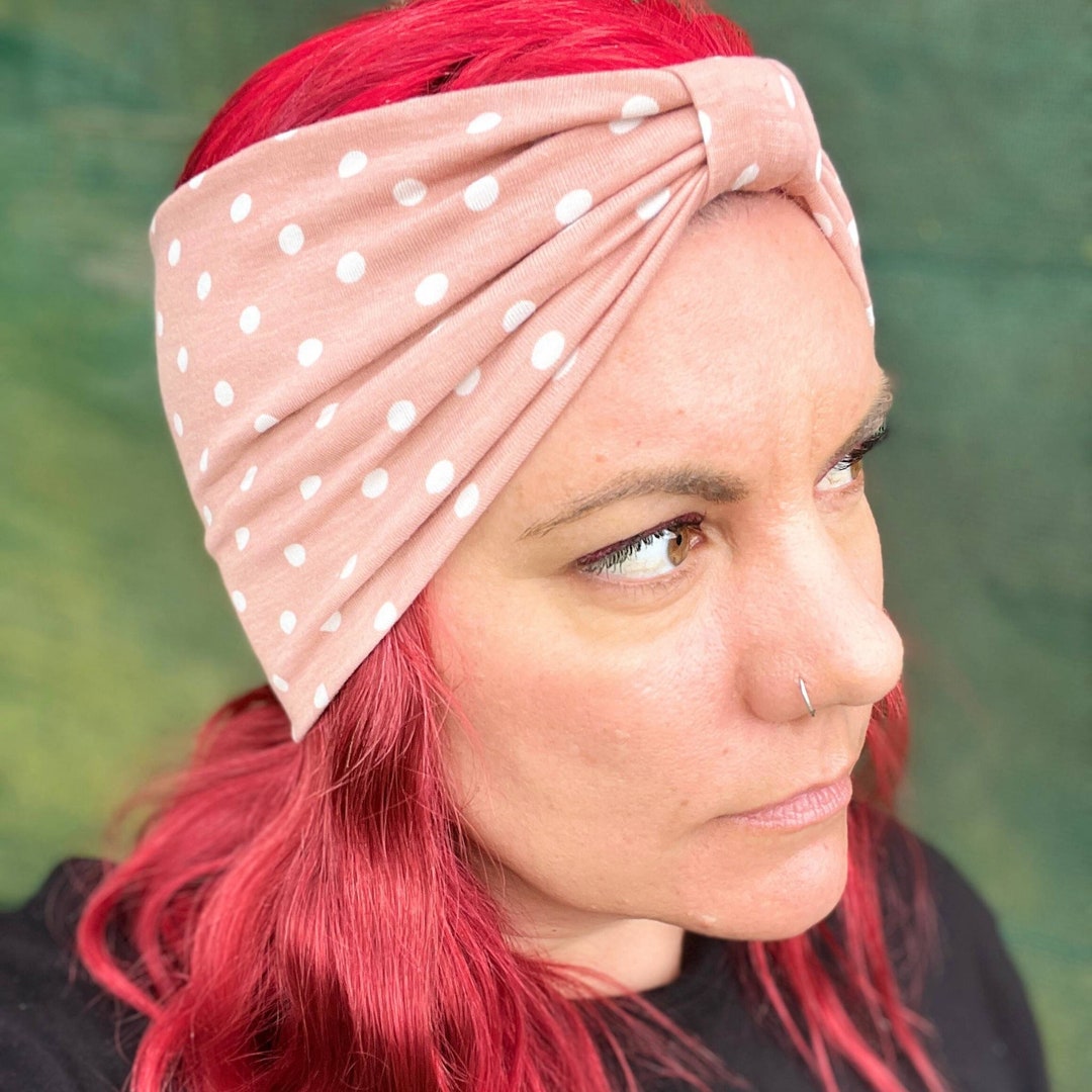 Pink With White Polka Dot Stretch Headband - Etsy Australia