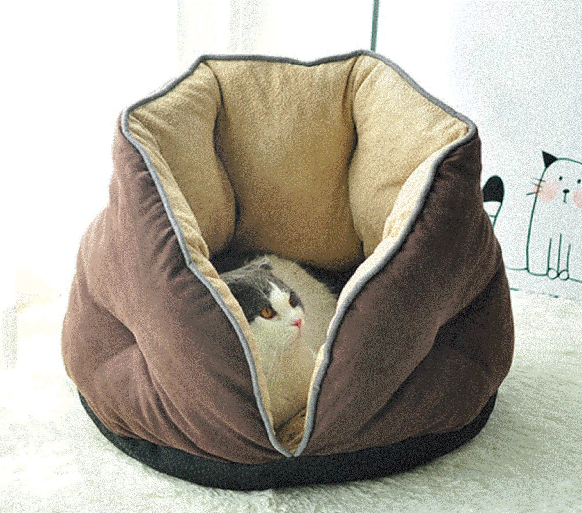 Plush Cat Bed Luxury Cat Dog Bed Warm Cat Bed Soft Pet Etsy