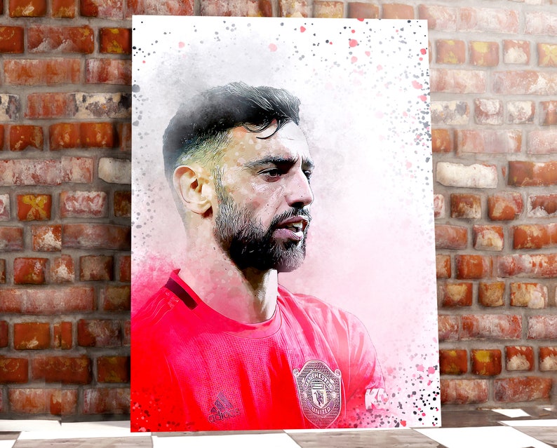 Bruno Fernandes Iconic Moment Manchester United Art Print Box Framed Picture Wall Hanging