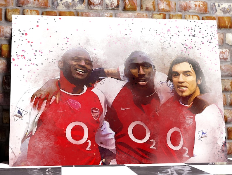 Arsenal Iconic Collection Robert Pires Patrick Vieira Sol Campbell Arsenal FC Art Print Box Framed Picture Wall Hanging