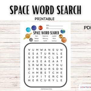PLANETS WORD Search Space Vocabulary Solar System Word Hunt Instant