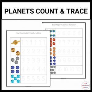 PLANETS COUNTING Activity Montessori Solar System Math Space Math Instant Download