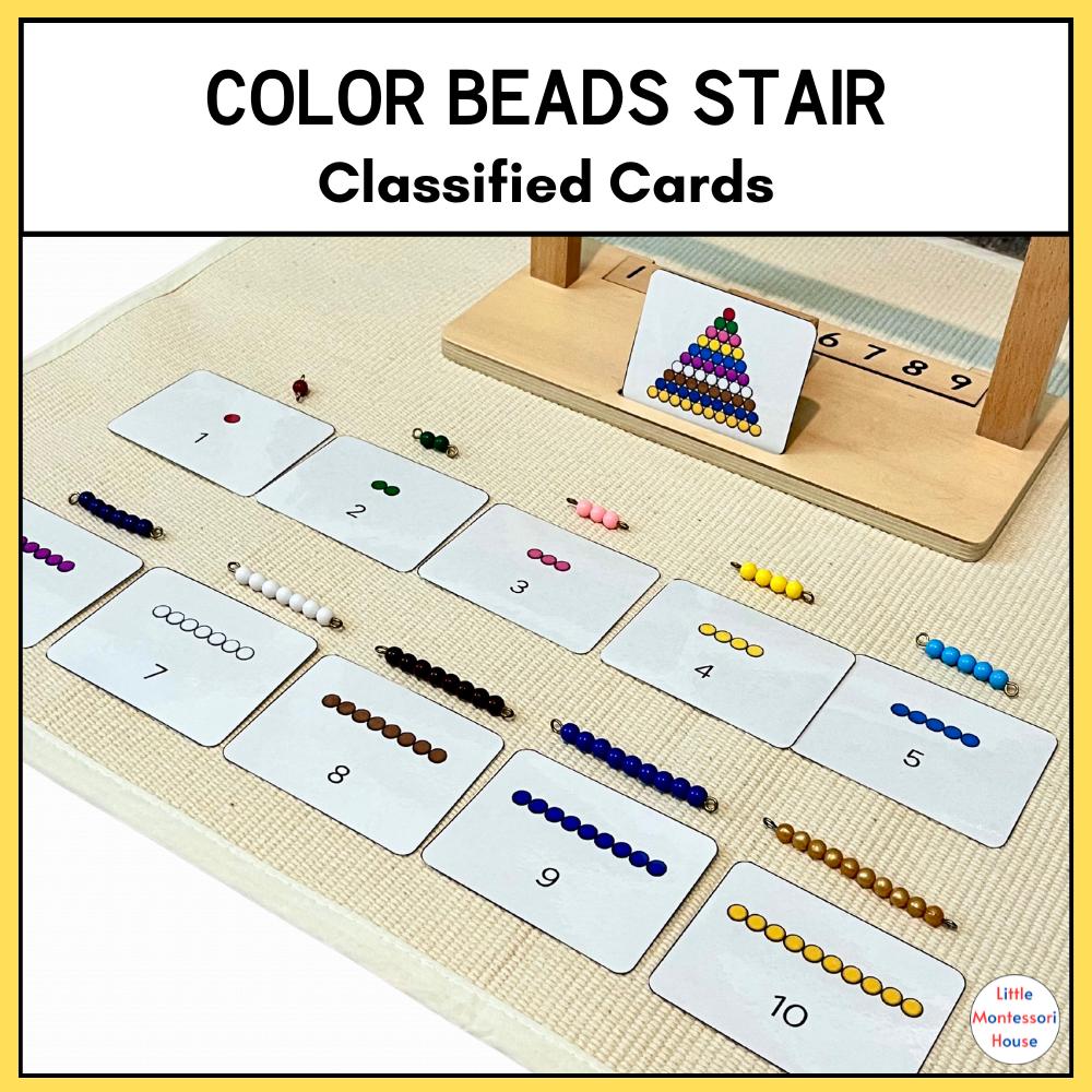 COLORED BEADS Montessori Math Short Bead Stair Classified Cards 1-10 - Etsy