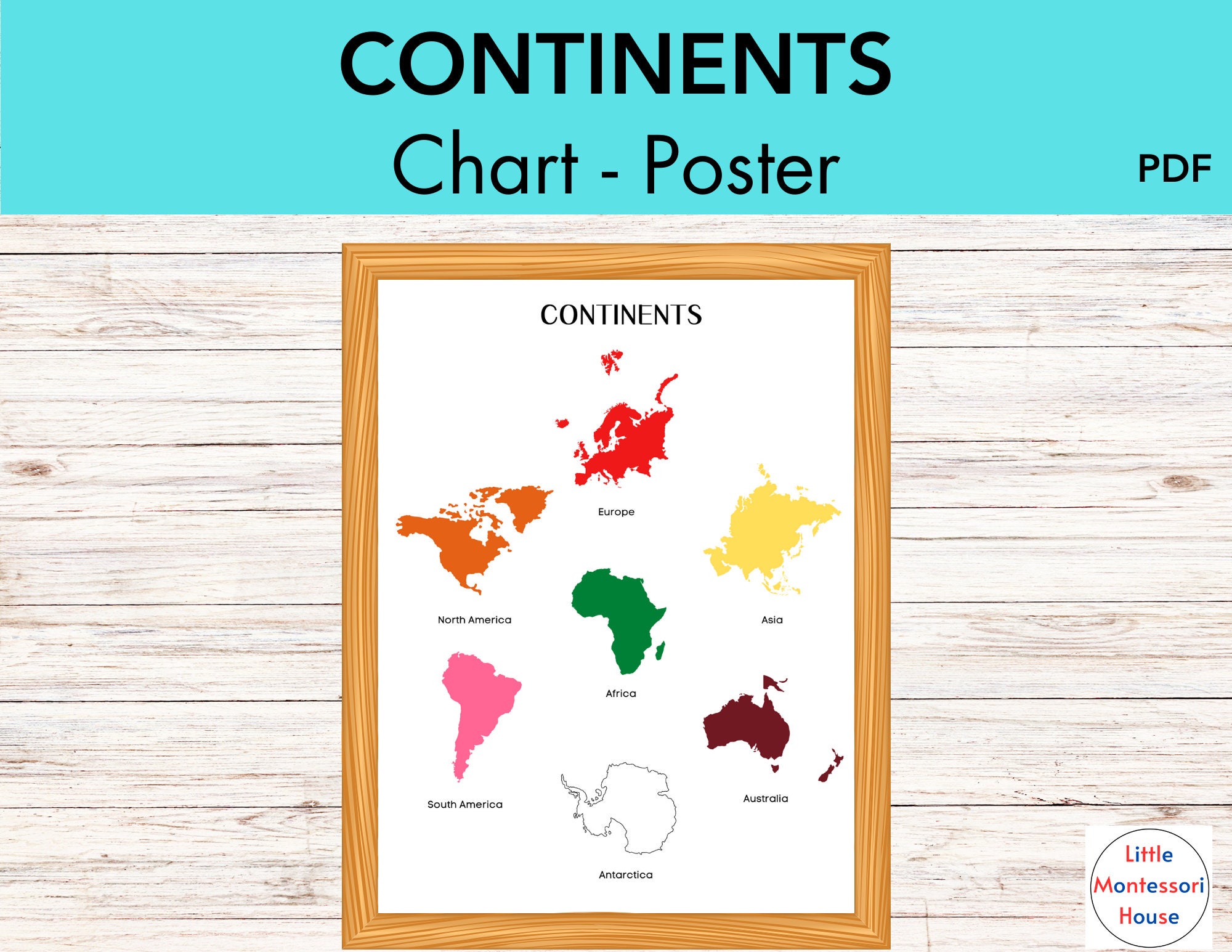CONTINENTS Chart Educational Wall Art Geography Classroom Poster Kids ...