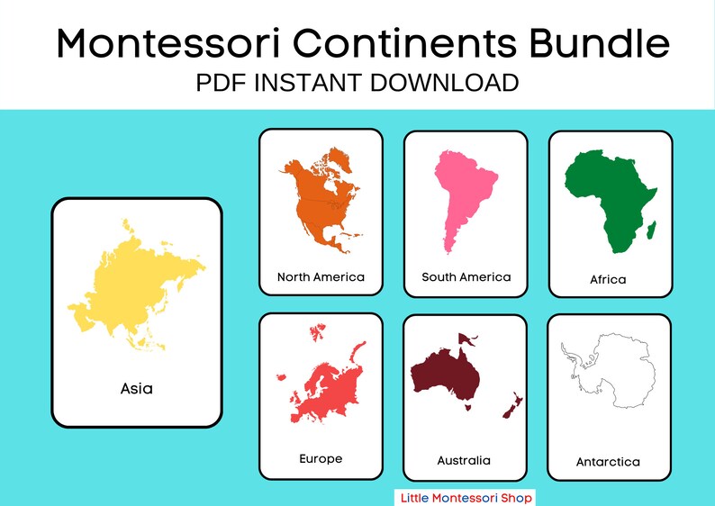 CONTINENTS Flash Cards and Chart/wall Art Bundle Set Printable - Etsy