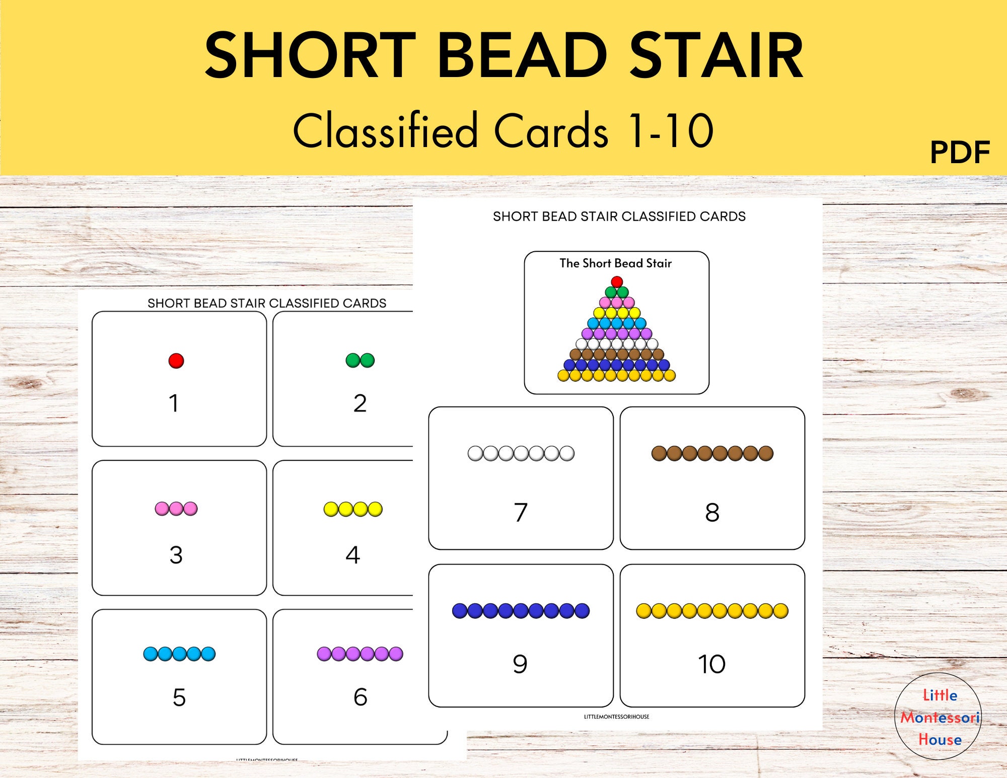 COLORED BEADS Montessori Math Short Bead Stair Classified Cards 1-10 - Etsy