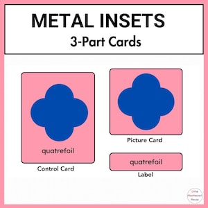 METAL INSETS Montessori Cartões de 3 partes Formas geométricas para impressão