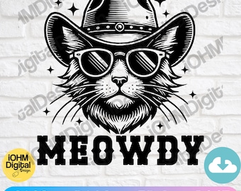 Cowboy kat SVG: Meowdy Western Design (digitale download)