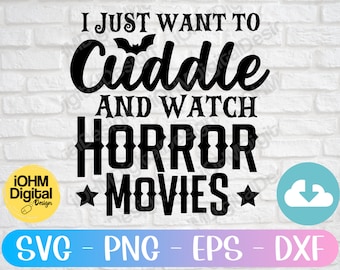 Cuddle and Watch Horror Movies SVG - Halloween Shirt Design (Digital Download)