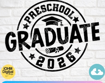 Graduado de preescolar 2026 SVG: Archivos de corte de fin de curso (Descarga digital)