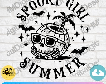 Spooky Girl Summer SVG: Goth Skull Cut File (Digital Download)