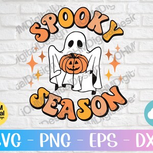 Spooky Season Svg Png Eps Dxf Cut File | Halloween Svg | Ghost Svg | Retro Halloween Svg | Vintage Halloween Svg|Groovy Ghost Boho Ghost PNG