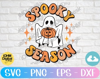 Spooky Season Ghost SVG: Retro Halloween Cut File (Digital Download)